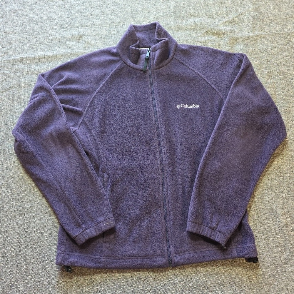 Columbia Fleece Jacket Women's Medium Plum Purple Full Zip Outdoor Camp Pockets